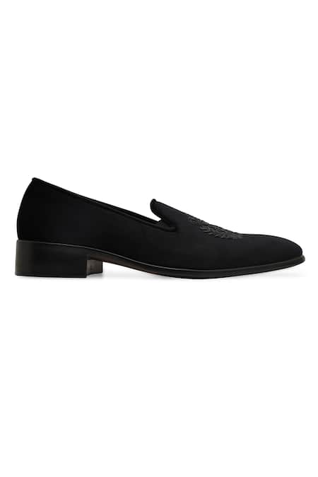 NR By Nidhi Rathi_Black Suede Slip-on Loafers_Online_at_Aza_Fashions
