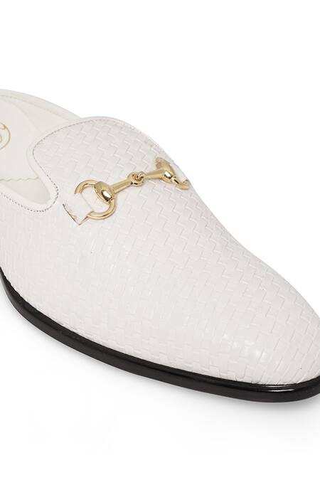 Buy_NR By Nidhi Rathi_White Textured Patent Slip-on Flatforms_Online_at_Aza_Fashions