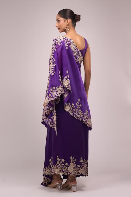 Anamika Khanna Purple Draped Skirt Set 