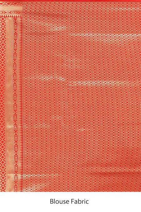 Samyukta Singhania_Red Jaal Weave Banarasi Silk Saree With Running Blouse _at_Aza_Fashions