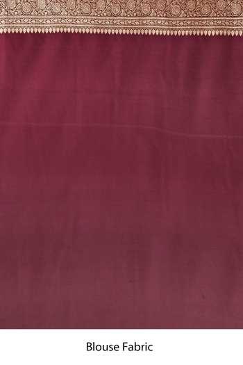 Khwaab By Sanjana Lakhani_Wine Zari Banarasi Silk Butti Brocade Saree With Running Blouse _at_Aza_Fashions
