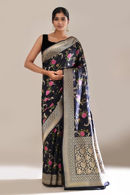 Samyukta Singhania Flower Weave Banarasi Silk Saree With Running Blouse 
