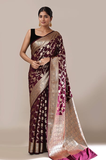 Naintara Bajaj Zari Weave Banarasi Silk Saree With Running Blouse 