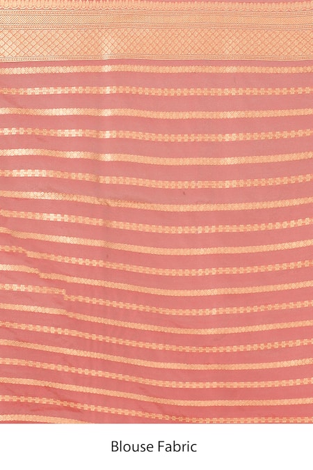 Shop_Samyukta Singhania_Peach Flower Weave Banarasi Silk Saree With Running Blouse _Online_at_Aza_Fashions