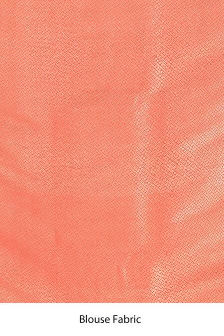 Buy_Samyukta Singhania_Peach Flower Weave Banarasi Silk Saree With Running Blouse 