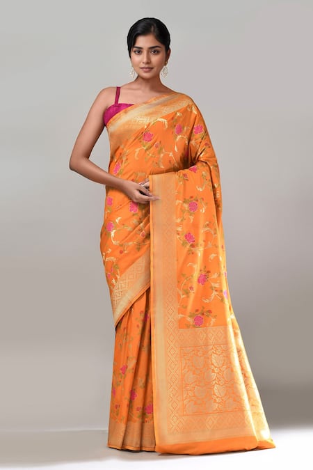 Samyukta Singhania Flower Weave Banarasi Silk Saree With Running Blouse 