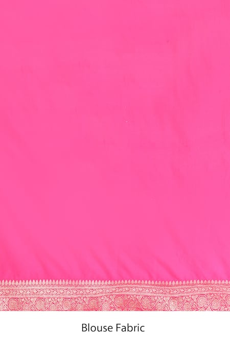 Naintara Bajaj_Pink Flower Weave Banarasi Silk Saree With Running Blouse _Online_at_Aza_Fashions
