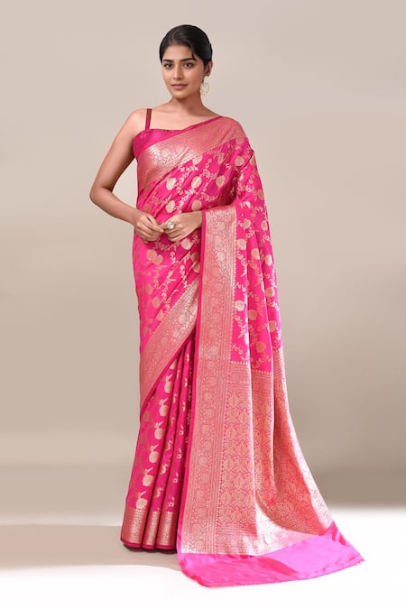 Naintara Bajaj Flower Weave Banarasi Silk Saree With Running Blouse 