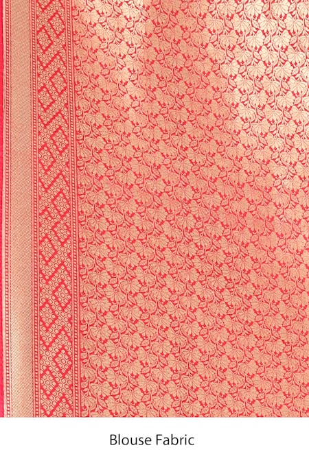 Samyukta Singhania_Red Embroidery Flower Weave Banarasi Silk Saree With Running Blouse _at_Aza_Fashions