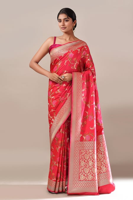Samyukta Singhania Flower Weave Banarasi Silk Saree With Running Blouse 