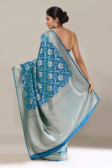 Samyukta Singhania Flower Weave Banarasi Silk Saree With Running Blouse 
