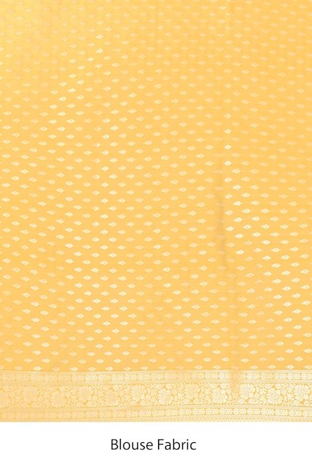 Shop_Samyukta Singhania_Yellow Flower Weave Banarasi Silk Saree With Running Blouse _Online_at_Aza_Fashions