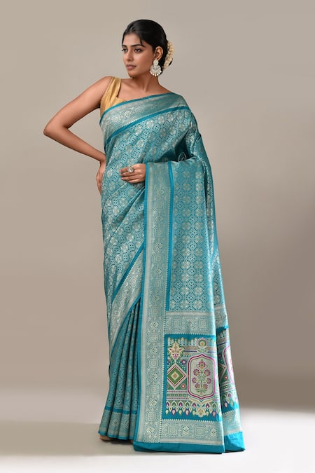 Samyukta Singhania Silk Banarasi Woven Saree With Running Blouse 
