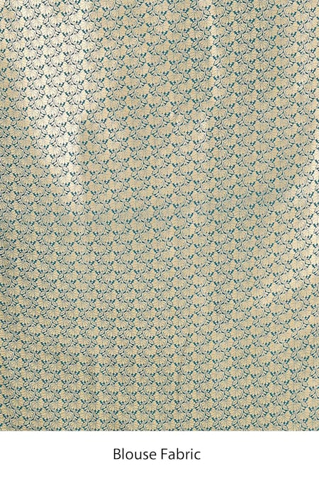 Samyukta Singhania_Teal Embroidery Flower Weave Banarasi Silk Saree With Running Blouse _at_Aza_Fashions