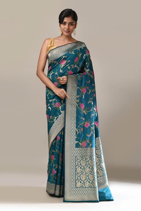 Samyukta Singhania Flower Weave Banarasi Silk Saree With Running Blouse 
