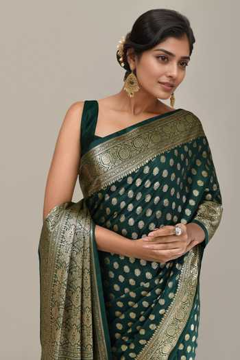 Samyukta Singhania_Green Banarasi Butti Saree With Running Blouse _at_Aza_Fashions