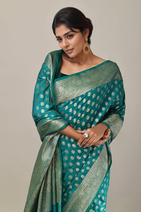 Samyukta Singhania Blue Banarasi Butti Saree With Running Blouse at Aza Fashions Samyukta Singhania_Blue Banarasi Butti Saree With Running Blouse _at_Aza_Fashions