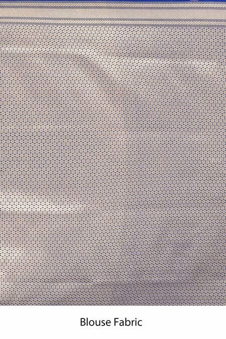 Samyukta Singhania_Blue Flower Weave Banarasi Silk Saree With Running Blouse _Online_at_Aza_Fashions