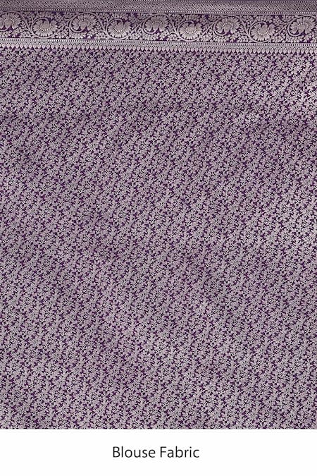 Buy_Samyukta Singhania_Purple Embroidery Flower Weave Banarasi Silk Saree With Running Blouse _Online_at_Aza_Fashions