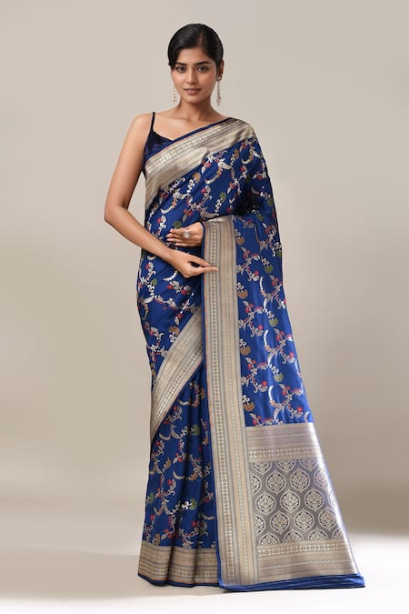 Samyukta Singhania Flower Weave Banarasi Silk Saree With Running Blouse 