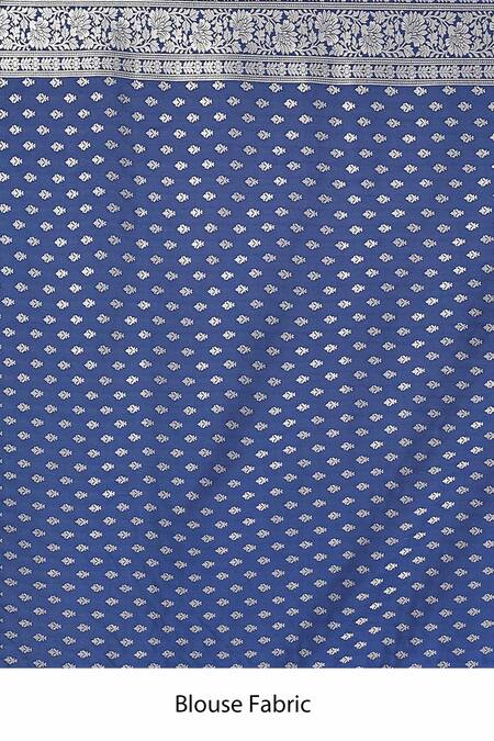 Samyukta Singhania_Blue Flower Weave Banarasi Silk Saree With Running Blouse _Online_at_Aza_Fashions