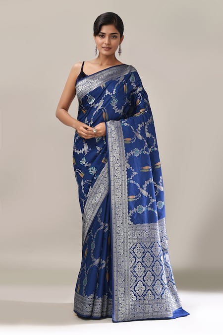Samyukta Singhania Flower Weave Banarasi Silk Saree With Running Blouse 