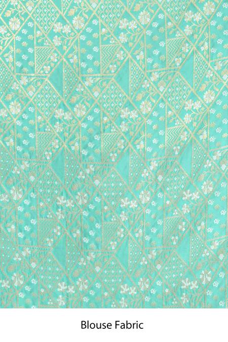 Buy_Samyukta Singhania_Sky Blue Leaf Woven Banarasi Silk Saree With Running Blouse _Online_at_Aza_Fashions