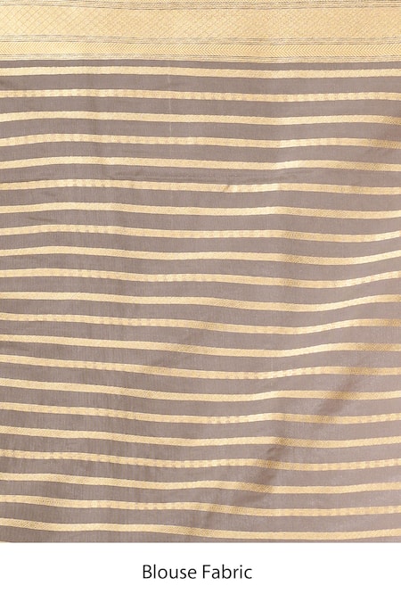 Samyukta Singhania_Gray Flower Weave Banarasi Silk Saree With Running Blouse _Online_at_Aza_Fashions