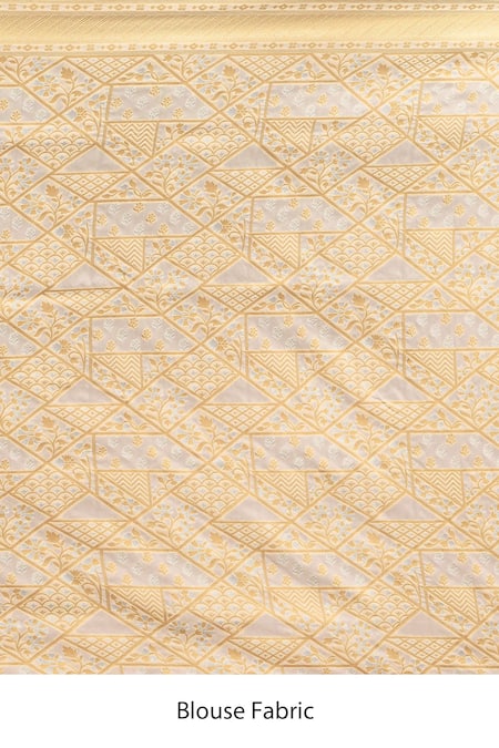 Shop_Samyukta Singhania_Ivory Leaf Woven Banarasi Silk Saree With Running Blouse _Online_at_Aza_Fashions