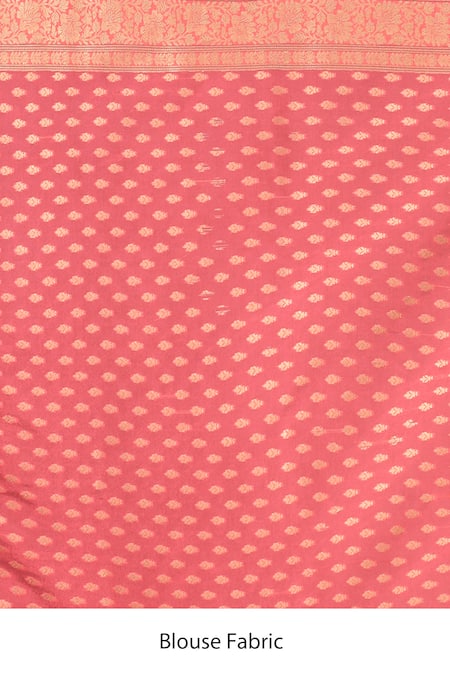 Samyukta Singhania_Peach Flower Weave Banarasi Silk Saree With Running Blouse _Online_at_Aza_Fashions