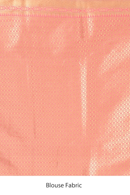 Buy_Samyukta Singhania_Peach Jaal Weave Banarasi Silk Saree With Running Blouse _Online_at_Aza_Fashions