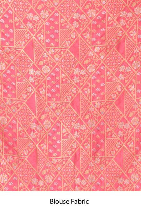 Buy_Samyukta Singhania_Peach Leaf Woven Banarasi Silk Saree With Running Blouse _Online_at_Aza_Fashions