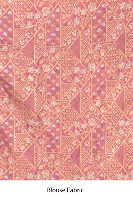 Samyukta Singhania_Pink Leaf Woven Banarasi Silk Saree With Running Blouse _Online_at_Aza_Fashions