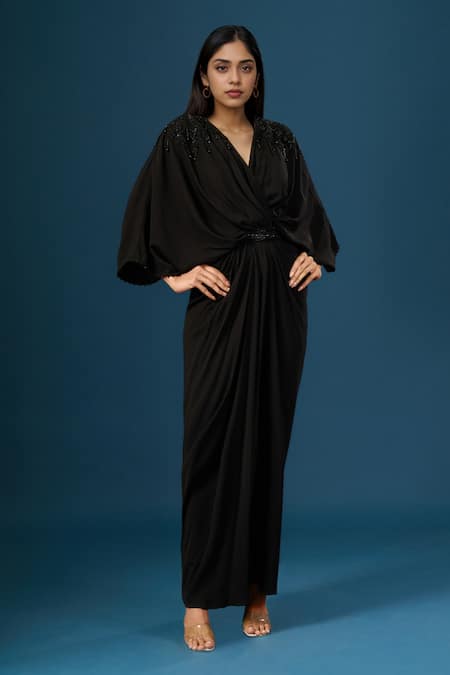 Tarun Tahiliani Embellished Black Dress 