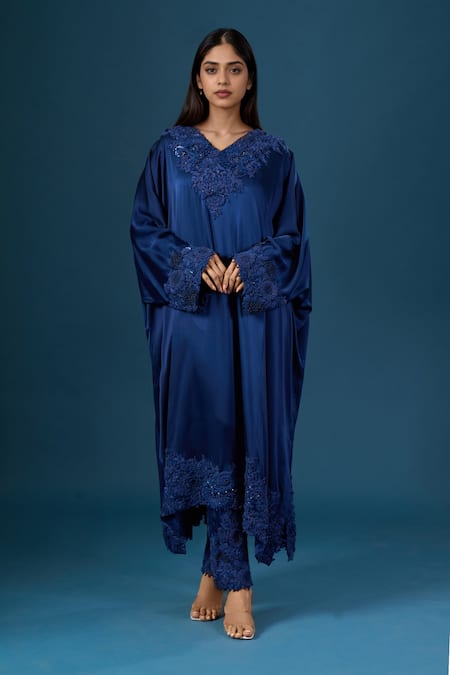 Anamika Khanna Indigo Embroidered Tunic Set 