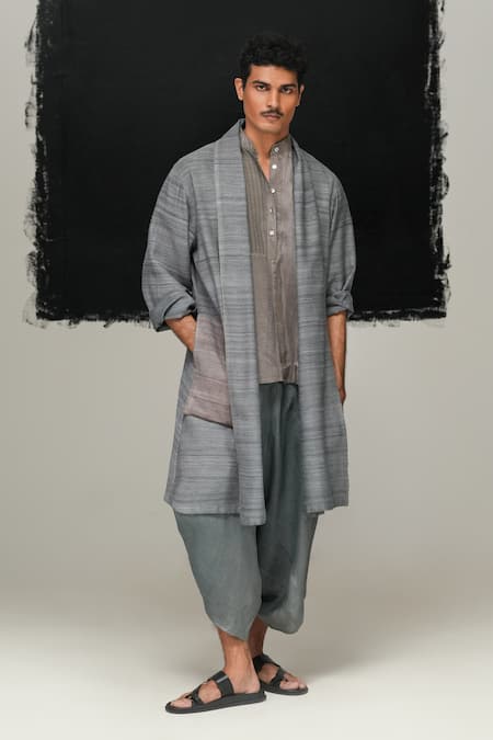 Urvashi Kaur Gray Yoru Handwoven Eri Jacket