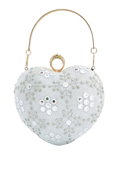 A Clutch Story Heart Shaped Ivory Designer Clutch 