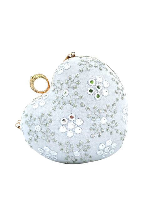 Buy_A Clutch Story_Ivory Embroidery Heart Shaped Designer Clutch _Online_at_Aza_Fashions