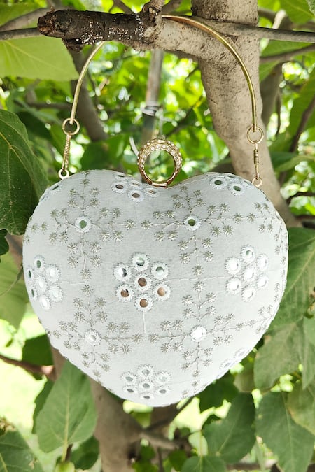 A Clutch Story Heart Shaped Ivory Designer Clutch 