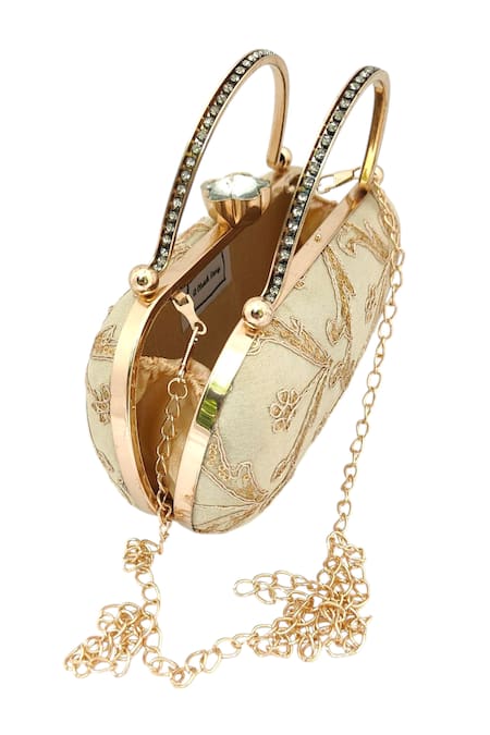A Clutch Story_Gold Embroidery Sunehri Capsule Clutch _Online_at_Aza_Fashions