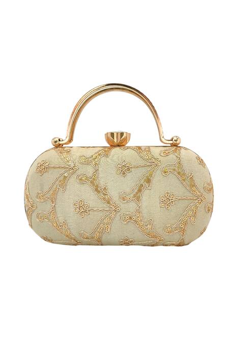 Buy_A Clutch Story_Gold Embroidery Sunehri Capsule Clutch _Online_at_Aza_Fashions