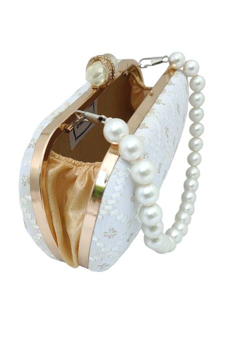 Buy_A Clutch Story_White Chandni Capsule Clutch _Online_at_Aza_Fashions