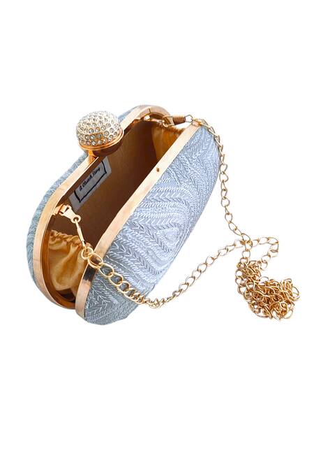 Buy_A Clutch Story_Gray Crystals Baadal Grey Capsule Clutch_Online_at_Aza_Fashions