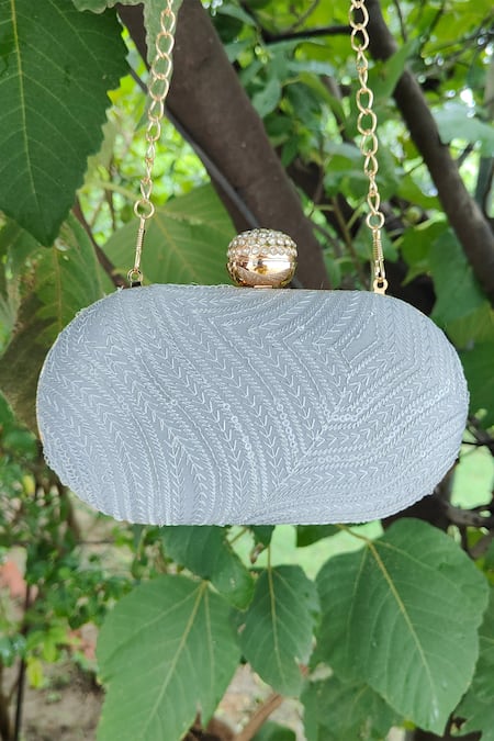 A Clutch Story Gray Crystals Baadal Grey Capsule Clutch 