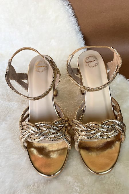Modanta Footwear Gold Twisted Heels 