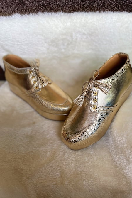 Modanta Footwear Designer Gold Sneakers 