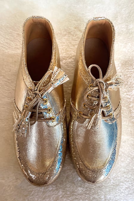 Modanta Footwear Designer Gold Sneakers 