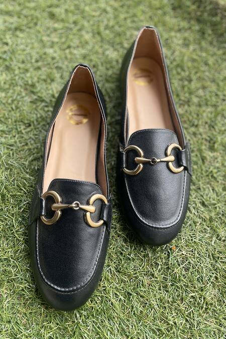 Modanta Footwear Designer Black Flat Mocassins 