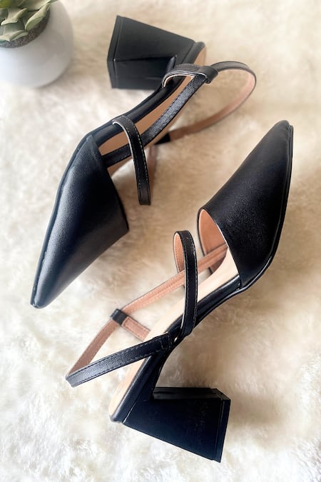 Modanta Footwear Black Strappy Pointed Heels 