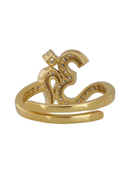 Sica Jewellery Gold Plated Designer 925 Silver Om Ring Online at Aza Fashions Sica Jewellery_Gold Plated Designer 925 Silver Om Ring _Online_at_Aza_Fashions